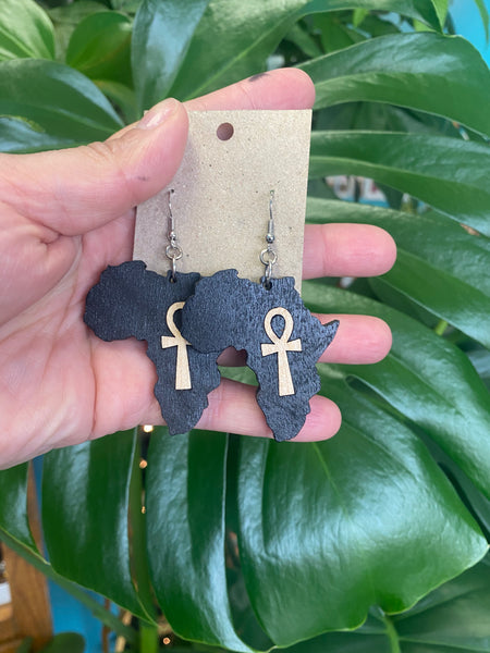 Africa/ Ankh Wooden Earrings